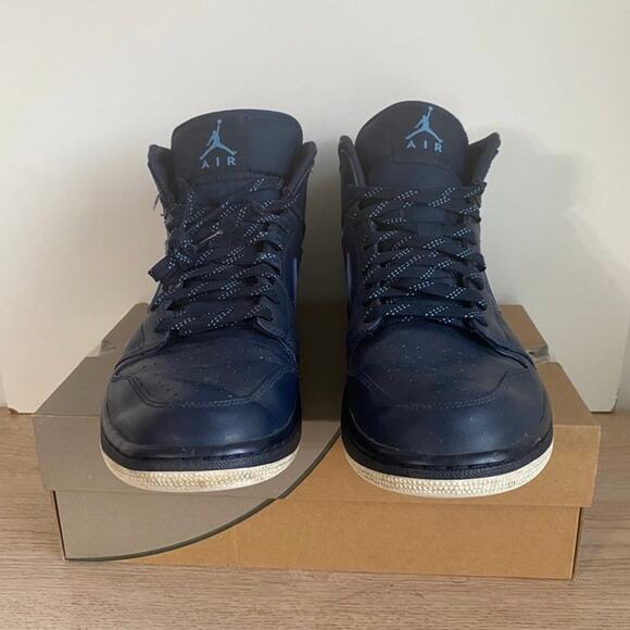 2017 Nike Air Jordan 1 Retro Mid Obsidian University Blue Men Sneakers- SZ 13